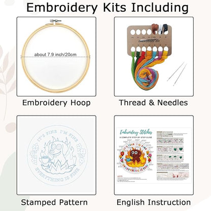 Nuberlic Cute Dog Embroidery Kits for Beginner Adults Cross Stitch Kit with Funny Animal Pattern Include Cloth Hoops Threads Needles