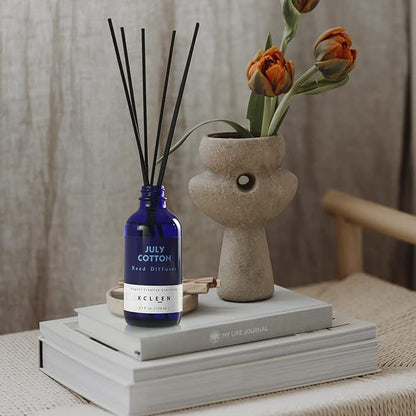 Xcleen July Cotton Reed Diffuser Set, 3.7 Oz Aromatherapy Scented Oil Diffuser Sticks, Great Room Air Fresheners, Best Housewarming Gift idea - Giving, Home & Office Decor
