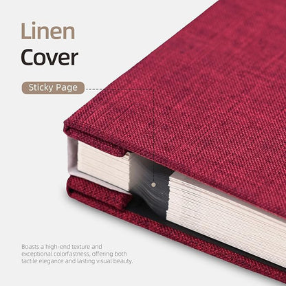 Vienrose Photo Album Self Adhesive 4x6 5x7 3x5 8x10 Scrapbook Album DIY Scrap Book with Metallic Pen 120 Pages Red