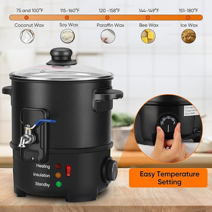 Olasme Wax Melter for Candle Making,Non-Stick Electric Wax Melting Pot,Candle Making Kit with Quick Pour Spout & Constant Temperature Control Melter for Candle Soap (4 L)