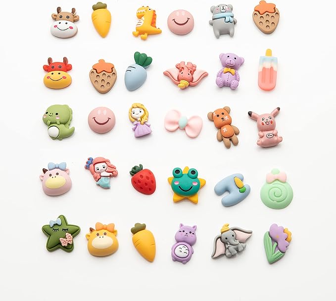 Slime Charms Cartoon Animal and Fruit Cute Set - Mixed Lot Assorted Fruit Resin Flatback Cute Sets for DIY Crafts Making,Decorations,Scrapbooking,Embellishments,Hair Clip 100pcs