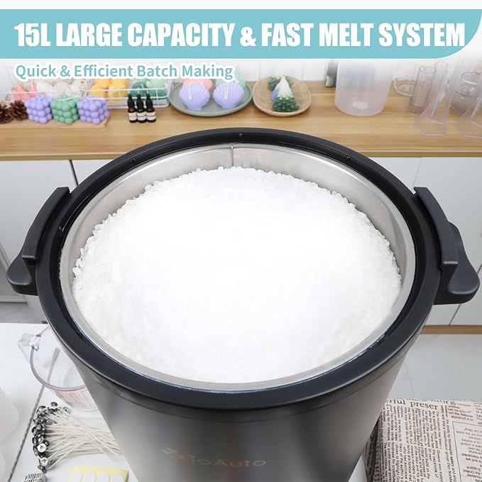 TOAUTO 30Lbs Commercial Wax Melter for Candle Making Large Electric Wax Melting Pot for Candle Making Business with Temperature Control & Quick Pour Spout