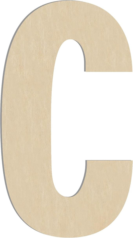 HILAZA 17 Inch Large Wooden Letter C, 1/4 in Thick Big Wood Letter for Wall Decor Crafts
