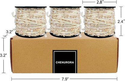 Artisanal Yarn Collection Multifiber Fancy Yarn with White Beads for Knitting Crocheting Crafts DIY, Set of 3 Rolls (Moonlight Gold)
