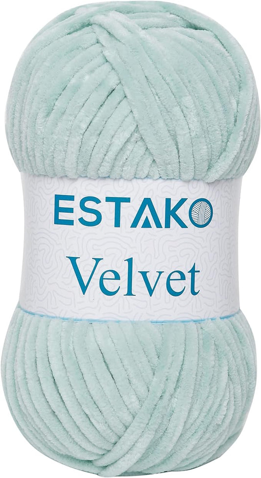 Estako Velvet Chenille Blanket amigurumi Yarn for Crocheting and Knitting Super Bulky 100 gr (132 yds) (1930 - Mint)