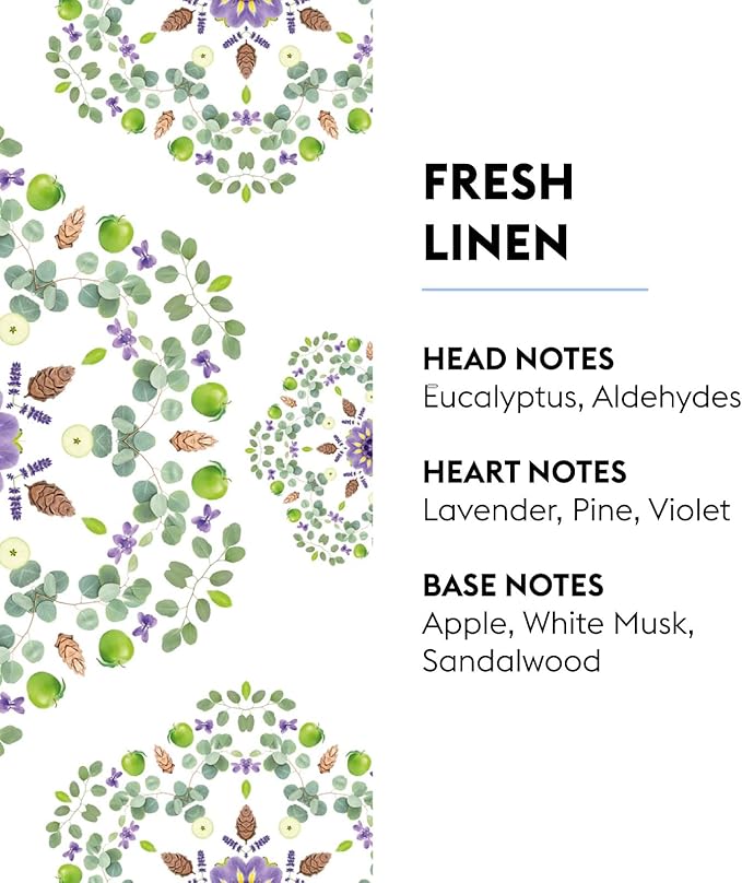 Maison Berger Fresh Linen Lampe Berger Refill, 1 Liter (33.8 fl oz), 2-in-1 Catalytic System, Neutralizes Odors and Diffuses Fragrance, Eucalyptus, Lavender, Pine, Made in France