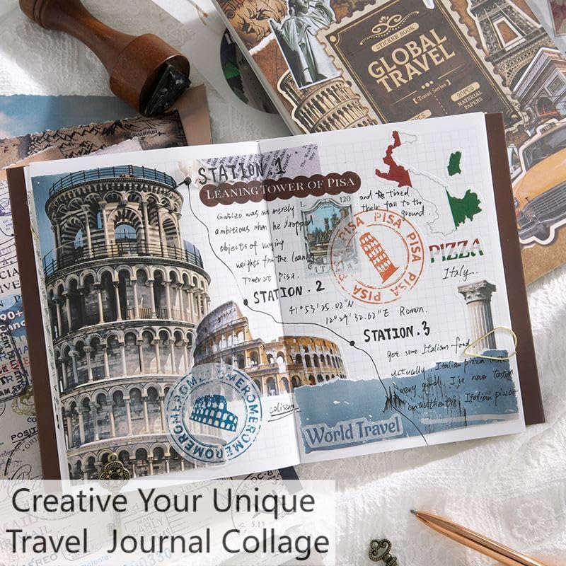 Travel Ephemera Book, 50 Sheets A5 Washi Stickers & Papers - Image 3