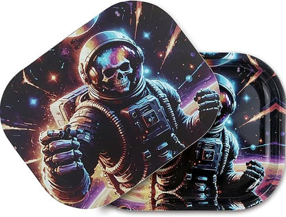 Metal Trays with PVC Soft Magnetic Lid Metal Tray with Lid Cover Small Cute Decorative Tray Ideal Storage for Home or on The Go, 7" x 5.5"
