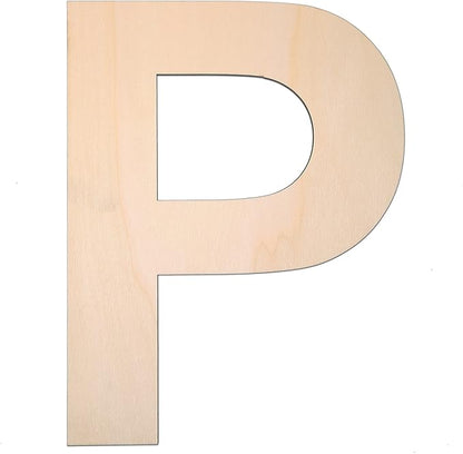 12 Inch Wooden Letter P, 1/4 Inch Thick Large Unfinished Wood Letter for DIY Crafts Home Wall Decor