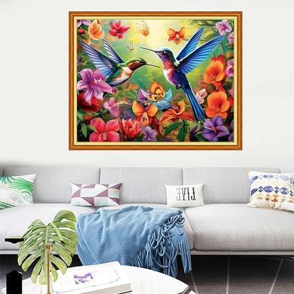 Dooxvey Cross Stitch Kits for Adults Stamped Full Range of Embroidery Starter Kits for Beginners 11CT Printed Cross Stitch Patterns Needlepoint Kits Stamped Crossstitching- Hummingbird flower16x20inch