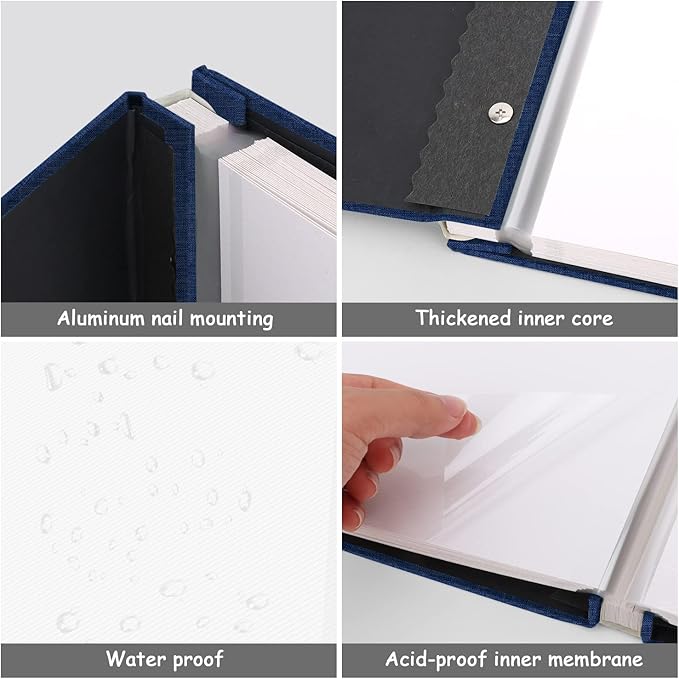 Zesthouse Photo Album Self Adhesive Pages, 60 Pages Magnetic Scrapbook Albums with Sticky Page, Photos Album Holds 8x10 & 5X7 & 4x6 & 6x8 & 3x5, Large Picture Book Ideal Gift for Family Wedding Baby