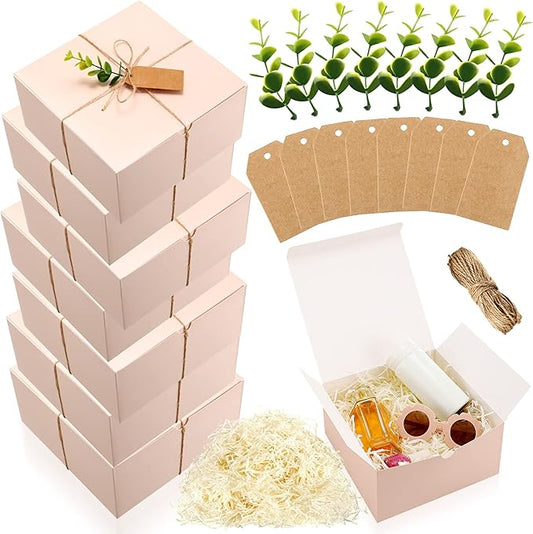 Crtiin 8 Pack Gift Boxes Set 8 x 8 x 4 Inch Light Pink Paper Bridesmaid Proposal Gifts Box with Lids for Presents Wedding Bridal Shower Baby Shower Christmas Filler Birthday Gift Packging Party Favors