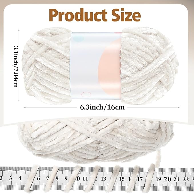 Woanger 20 Skeins Soft Chenille Yarn Velvet Blanket Yarn for Crocheting Hand Knitting Weaving DIY Craft, 93 Yards Each (Vintage Color)
