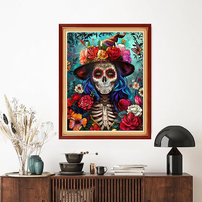 Artvxeay Stamped Cross Stitch Kits | Embroidery Kits for Beginners Craft Kit Needlepoint for Adults Supplies DIY 11CT- (Flower Skeleton 16x20 inch)