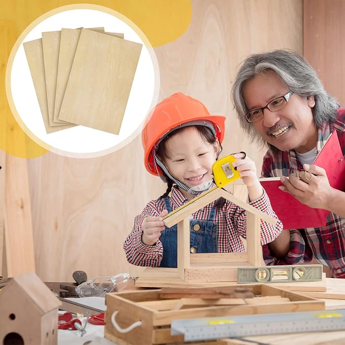 Juexica 48 Pcs 12" X 24"x 1/8" Basswood Craft Sheets 3mm Plywood Board Wood Thin Sheets for Arts Crafts Woodworking Scroll Sawing Projects Painting Drawing Laser Cutting Projects