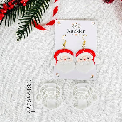 Xaekicr Christmas Santa Polymer Clay Cutters Set – Clay Earring Cutters for DIY Earrings – Cute Holiday Face Clay Molds – Polymer Clay Tools for Jewelry Making