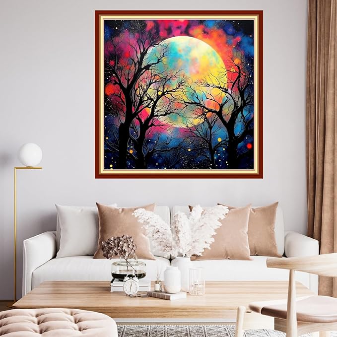 Findvoor Stamped Cross Stitch Kits for Beginner Embroidery Kits for Beginners Adults DIY 11CT Cross Stitch Patterns Needlepoint Kits Crossstitching Kits-Luminous Tree 18x18 inch