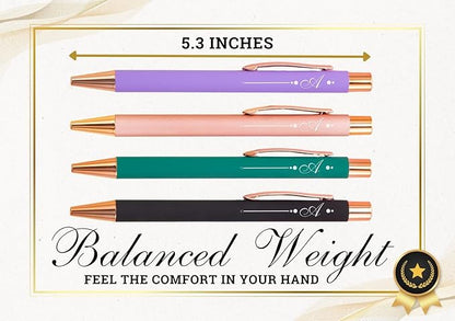 InnoBeta Monogrammed Gifts Ballpoint Pen Set of 4, Initial Letter Gifts for Housewarming, Birthday, Thanksgiving, Christmas - O