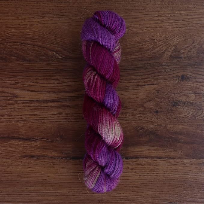 100% Baby Alpaca Yarn Wool 100g Hank DK Weight Hand Dyed Made in Peru - Heavenly Soft and Perfect for Knitting and Crocheting (Purple Carnival, DK Hand Dyed - 100g Hank)