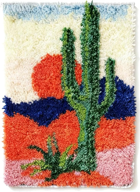 KitsMaster Latch Hook Kits, Beginner-Friendly Rug Making Craft Set, Perfect Craft Gift | Latch Hook Craft for Home Décor, Gifts & Relaxation, 23.6''x15.8'' (Sunset Cactus)
