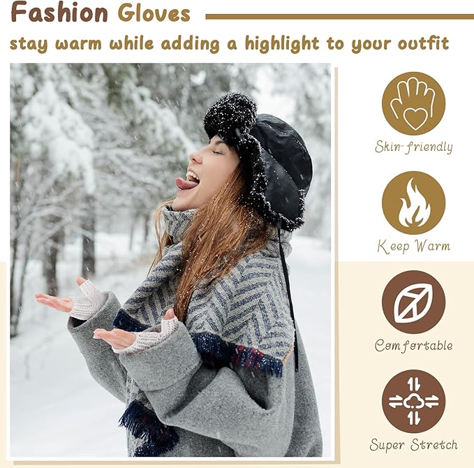 GliCraft Knitting Kit for Beginners Learn to Knit Kit for Adults Gloves Starter Bundle with Step-by-Step Instructions Includes Wool Yarn, Needles & Accessories(Grey)