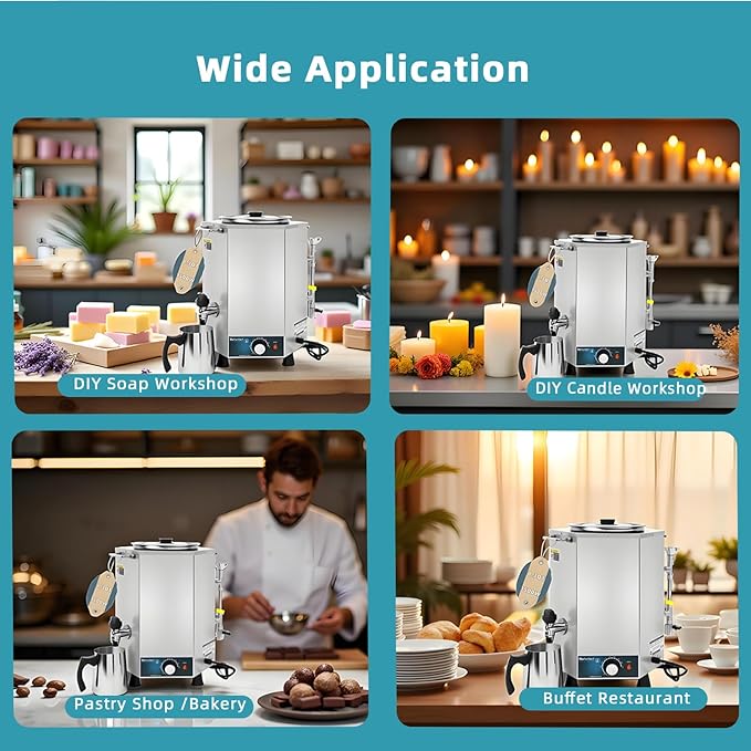 Hehinton 3-in-1 Professional Double Boiler Melting Pot, 8.3Qt 1500W All Stainless Steel Melter for Chocolate, Candle Wax Soap Making | Fast Even Heating Melting & Keeping Warm