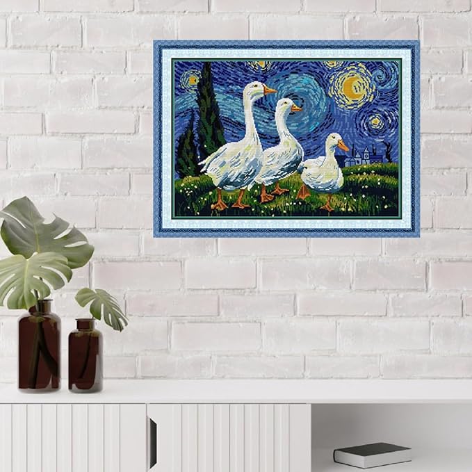 Qeerysew Cross Stitch Kits Stamped Full Range of Embroidery Starter Kits for Beginners DIY - Printed Kit Look at The Stars (Printed) 11CT 25.6×18.5 inches