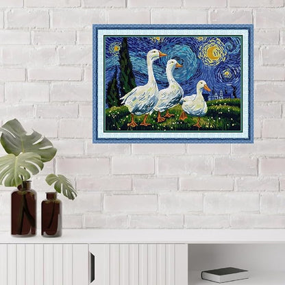 Qeerysew Cross Stitch Kits Stamped Full Range of Embroidery Starter Kits for Beginners DIY - Printed Kit Look at The Stars (Printed) 11CT 25.6×18.5 inches
