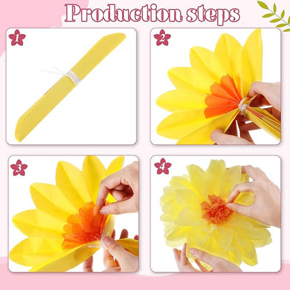 27 Pcs Mexican Flowers Party Decoration Fiesta Tissue Paper Fiesta Colorful Crepe Paper Flowers for Floral Backdrop Wedding Birthday Craft Wall 8" 10" 12"
