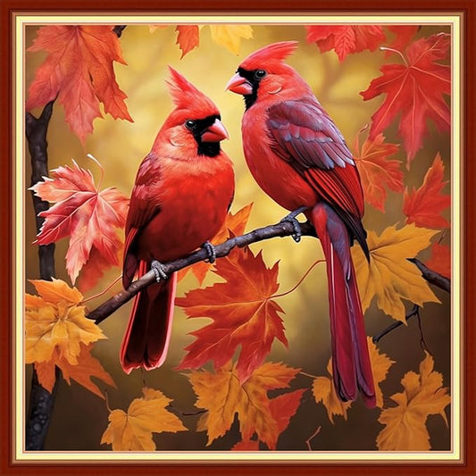 Disxvivy Cross Stitch Stamped Full Embroidery Kits DIY 11CT Cotton Thread Printed DIY Needlepoint Kits Craft Needlework Set Cross-Stitch Stamped Sets-Parrot on Tree 18x18 inch