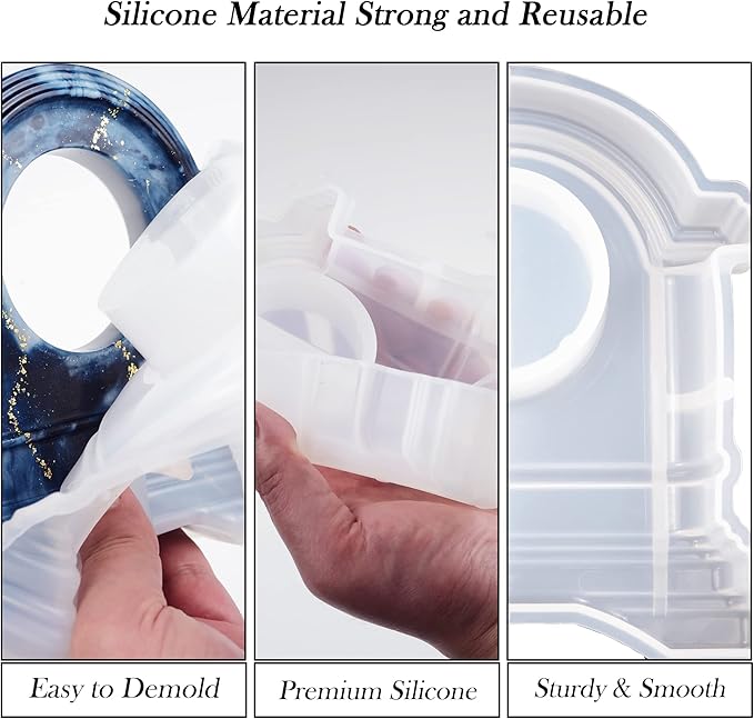 Sweet Password Resin Clock Molds, Table Clock Mold for Resin, Mantel Silicone Molds Kit for Epoxy Resins Casting, DIY Home Decor Christmas Gift with 2 Clock Faces