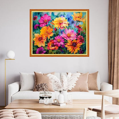 Funchey Stamped Cross Stitch Kits, DIY Cross Stitch Pattern for Adults Beginners Needlepoint Kits Embroidery Kit Arts and Crafts 11CT& Colorful Flowers 16x20 inchs