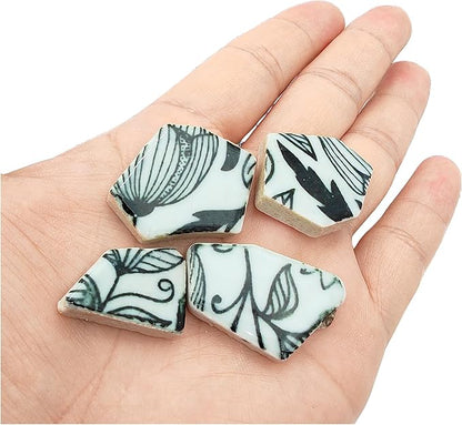 1.1 LB Porcelain Ceramic Mosaic Tiles,Broken Irregular Mosaic Tiles for DIY Craft Floor,Kitchen,Pool, Flower Pots Mosaic Making Supplies (Porcelain Black 01)