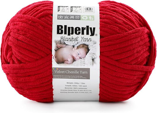 6 Super Bulky Velvet Chenille Yarn for Crocheting - 1 Skein of 200g/7 oz - Ultra Soft Heavy Weight Chunky Knitting Yarn for Baby Blankets, Amigurumi, Home Decor（jujube red，1 Skein）