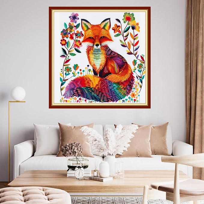 Funchey Stamped Cross Stitch Kits, DIY Cross Stitch Pattern for Adults Beginners Needlepoint Kits Embroidery Kit Arts and Crafts 11CT-Colorful Cat 18x18 inchs
