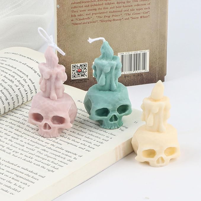 Grainrain Skull Silicone Candle Molds for Candle Making Wax Soap Making Mould Moldes de Silicona para Velas moldes Jabones Create 3D Candles for Home Decoration and Gifts (F20-SXY166)
