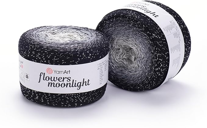 2 Skein/Pack YarnArt Flowers Moonlight Gradient Glitter Yarn, Each Ball 9.17 oz (260 gr) / 1094 Yards (1000m), 53% Cotton 43% Acrylic 4% Metallic Polyester, Yarn for Knitting and Crochet (3253)