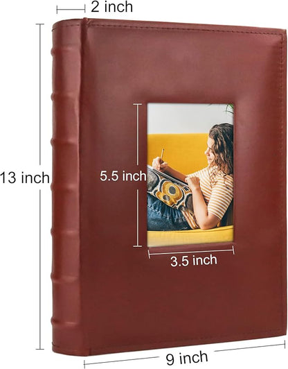 Vienrose Photo Album 4x6 300 Photos with Memo Area Leather Cover Large Capacity Slip-in Pictures Book for Wedding Baby Vacation, Brown