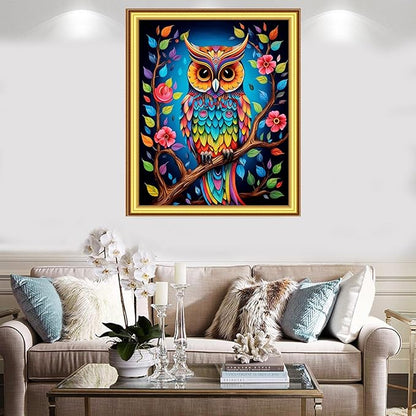 Foxnyart Stamped Cross Stitch Kits Full Range of Embroidery Needlework Starter Kits for Beginners Adults 11CT Embroidery Patterns Art Crafts DIY Needlepoint Kit-Colorful Owl 16x20 inch