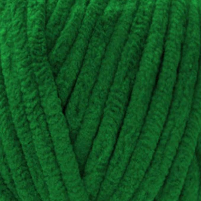 Estako Velvet (3- Skeins Pack) Chenille Blanket amigurumi Yarn for Crocheting and Knitting Super Bulky 3x100 gr (3x132 yds) (1910 - Green)