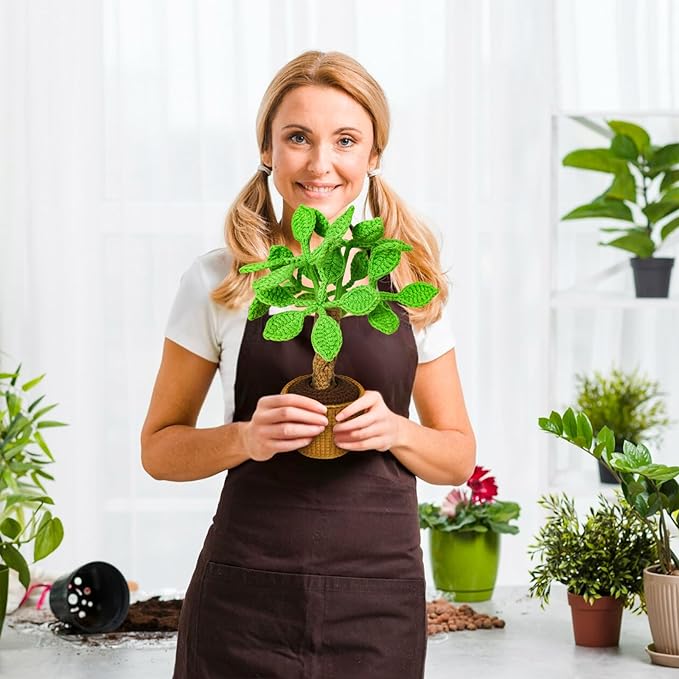 Crochetta Crochet Kit for Beginners, Beginner Crochet Kits for Adults with Step-by-Step Video Tutorials, DIY Knitting & Crocheting Craft Hobbies Supplies, Money Tree Amigurumi(40%+ Yarn)