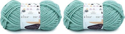 Lion Brand Hue + Me Yarn for Knitting, Crocheting, and Crafting, Bulky and Thick, Soft Acrylic and Wool Yarn, Sea Glass, (2-Pack)
