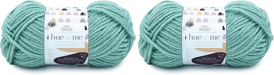 Lion Brand Hue + Me Yarn for Knitting, Crocheting, and Crafting, Bulky and Thick, Soft Acrylic and Wool Yarn, Sea Glass, (2-Pack)