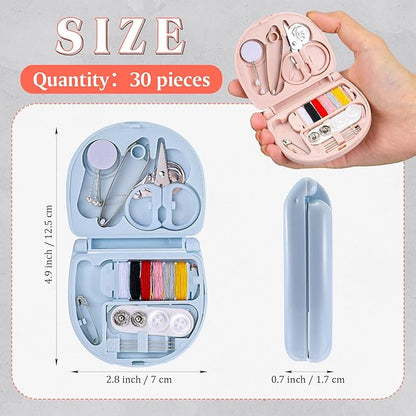 Yuxung 30 Pieces Mini Travel Sewing Kit Basic Portable Emergency Sewing Repair Kit in Bulk with Threads Scissors Needles for Beginner Traveler Hotel Charity Homeless