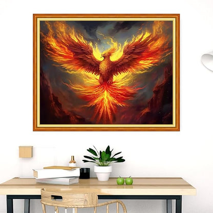 Dimensean Stamped Cross Stitch Kits Full Range of Embroidery Patterns Starter Kits for Beginners Adult DIY Cross Stitches Needlepoint Kits 11CT-Fire Phoenix 16x20 inch