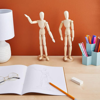Bright Creations Drawing Mannequin - Wooden Mannequin for Drawing & Figure Reference - 12-Inch, Wooden, 2-Pack