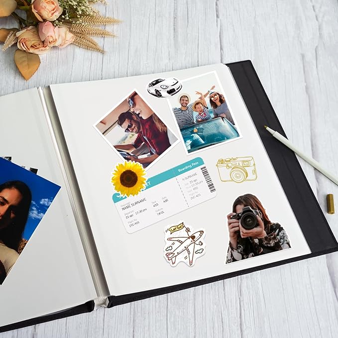 Vienrose Photo Album Self Adhesive for 2x3 4x6 5x7 8x10 Pictures DIY Scrapbook 60 Blank Pages Linen Cover Memory Book for Wedding, Baby Growth, Travel, Khaki