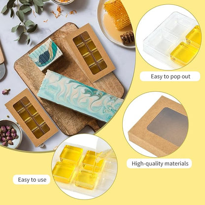 50 Pcs Wax Melt Molds with Boxes Gift Boxes for Wax Melts Wax Melt Boxes Crystal Clear Wax Melt Molds Wax Melts Containers for Wax Cubes Wax Tarts Wax Block