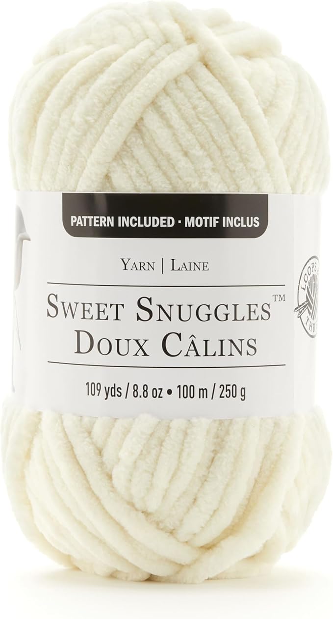 Loops & Threads Winter White Sweet Snuggles Yarn – Jumbo Weight Yarn for Knitting, Crochet, Weaving, Arts & Crafts, 18 Pack