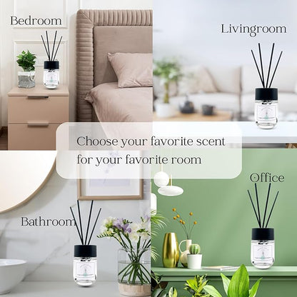 Preston and Lee Reed Diffuser Set | 100 ml (3.4 fl oz) Peppermint and Eucalyptus Scent | Reed Diffuser Set | Aromatherapy Diffusers | Natural Reed Diffuser Oil for Home and Spa Fragrance
